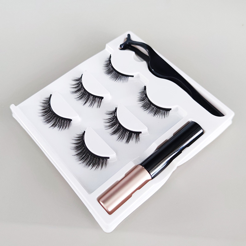 Pestañas magnéticas 3D de aspecto natural con delineador de ojos y pinzas
