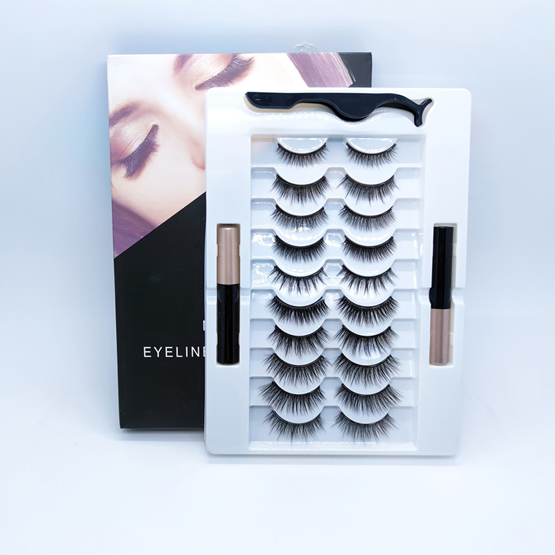 Kit de delineador de ojos de pestañas magnéticas 6D, aspecto natural, paquete de 10 pares