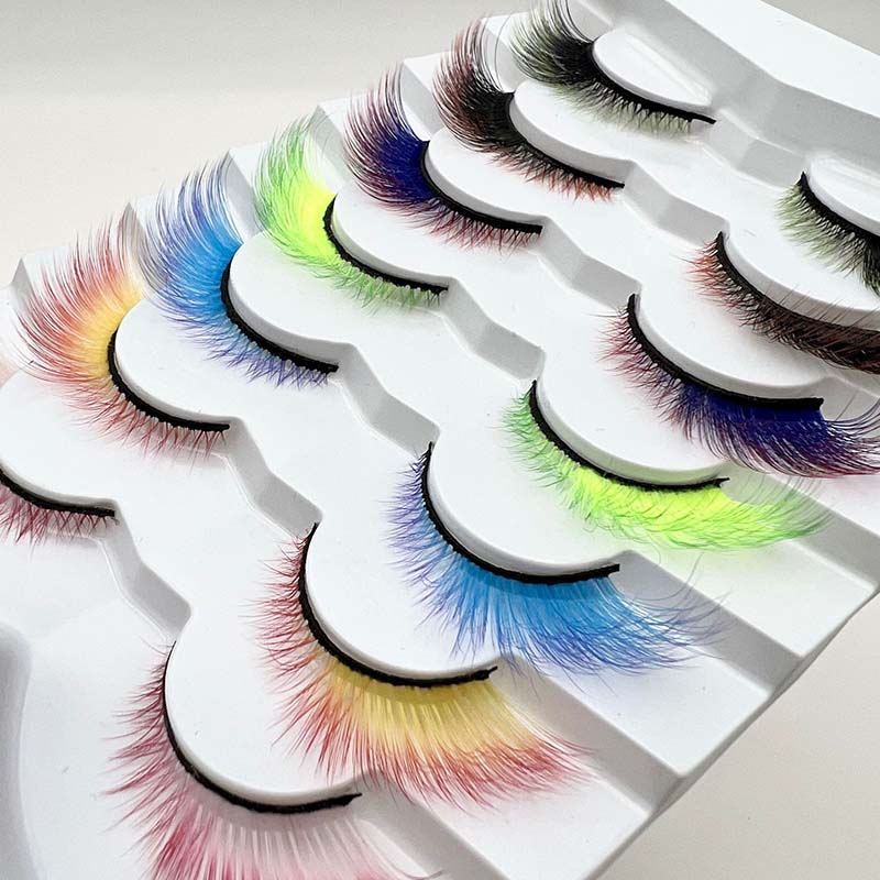 Paquete de 7 pares de pestañas postizas de ojo de gato de color