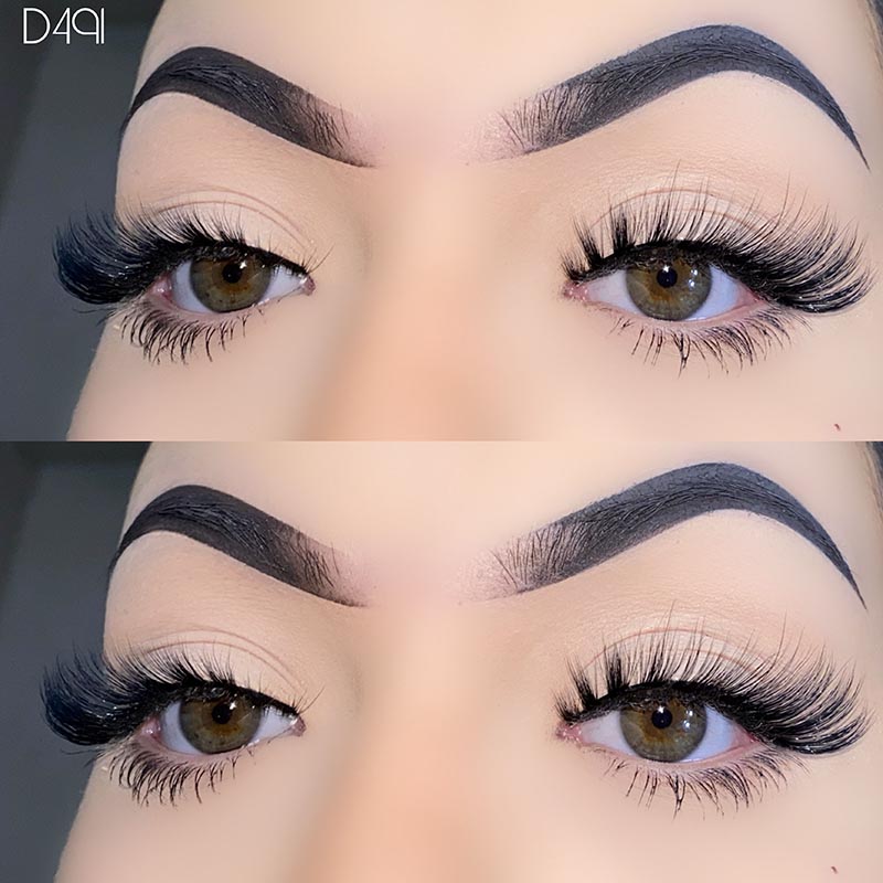 Pestañas de ojo de gato esponjosas de visón L Curl de aspecto natural