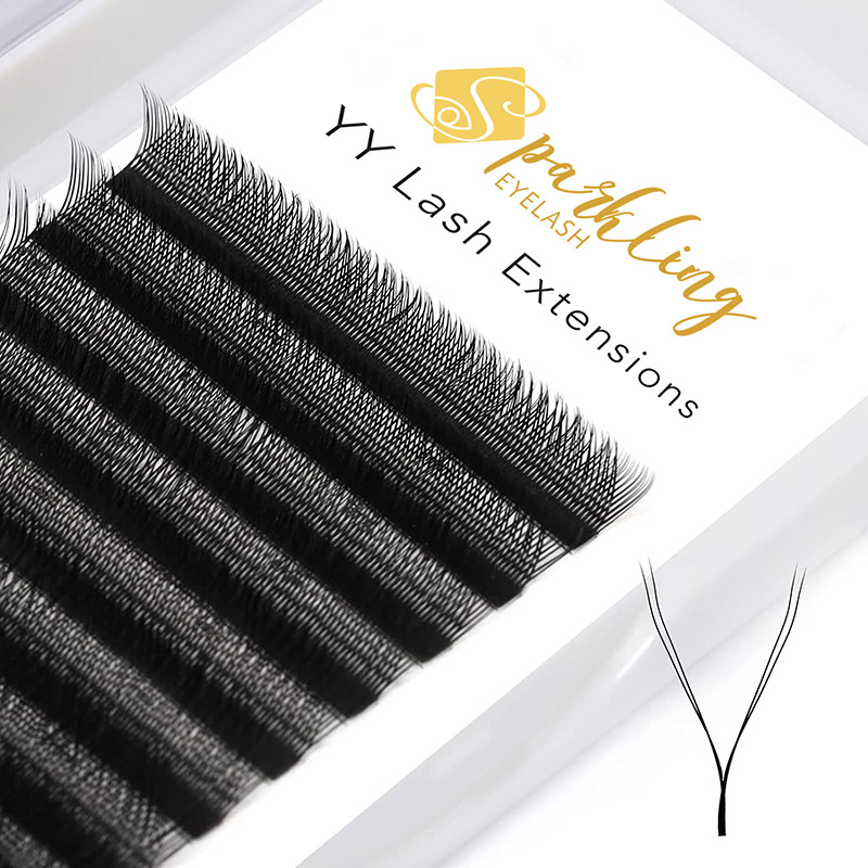 Extensiones de pestañas en forma de YY Pestañas prefabricadas 2D para fanáticos